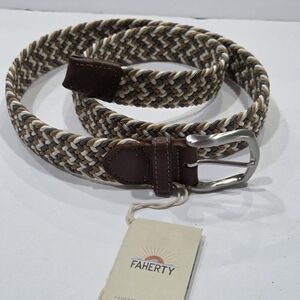 NWT Faherty Brown and Gray Woven Cord Men's Belt Sz.40